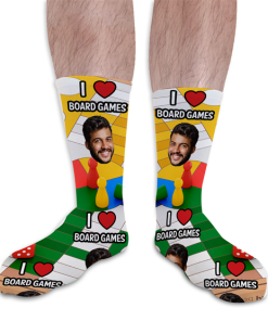 I Love Board Games Personalised Socks Photo Socks