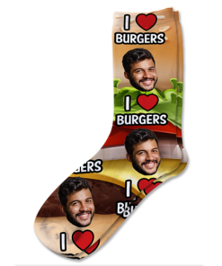 Alternative view of I Love Burgers Personalised Socks Photo Socks