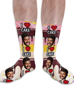 I Love Cake Personalised Socks Photo Socks