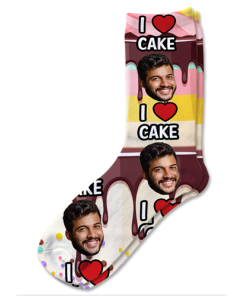 Alternative view of I Love Cake Personalised Socks Photo Socks