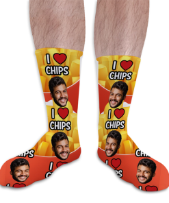 I Love Chips Personalised Socks Photo Socks