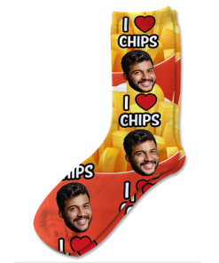 Alternative view of I Love Chips Personalised Socks Photo Socks
