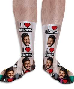 I Love Drawing Personalised Socks Photo Socks