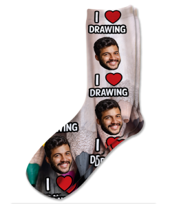 Alternative view of I Love Drawing Personalised Socks Photo Socks