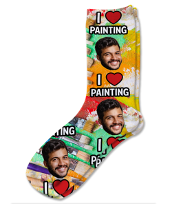 Alternative view of I Love Painting Personalised Socks Photo Socks
