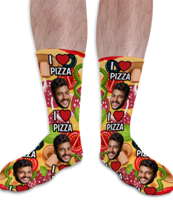 I Love Pizza Socks Personalised Photo Socks