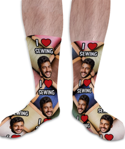 I Love Sewing Socks Personalised Photo Socks