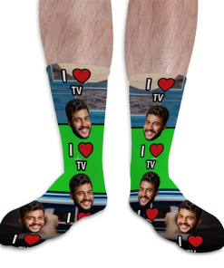 I Love TV Socks Personalised Photo Socks