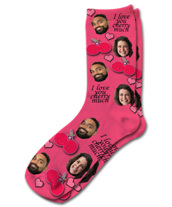 Alternative view of I Love You Cherry Much Valentines Day Personalised Socks Photo Socks