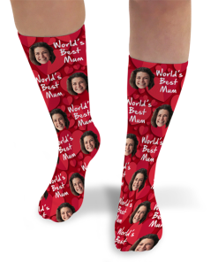 Worlds Best Mum Hearts Personalised Mothers Day Socks Photo Socks