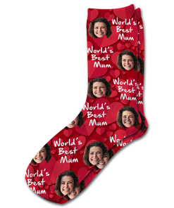 Alternative view of Worlds Best Mum Hearts Personalised Mothers Day Socks Photo Socks
