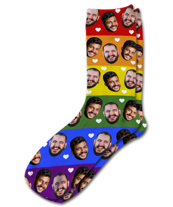 Alternative view of Rainbow Hearts Personalised Pride Photo Socks