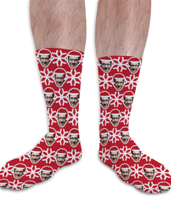 Santa Hat Personalised Christmas Socks Photo Socks