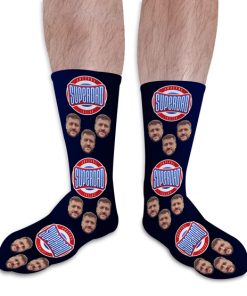 Super Dad Black Fathers Day Personalised Socks Photo Socks