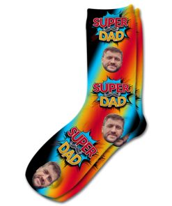 Alternative view of Super Dad Rainbow Fathers Day Personalised Socks Photo Socks