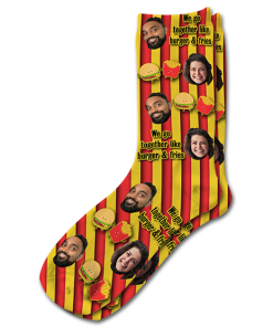 Alternative view of We Go Together Like Burger And Fries Valentines Day Personalised Socks Photo Socks