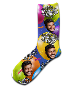 Alternative view of Birthday Boy Balloons Personalised Photo Socks