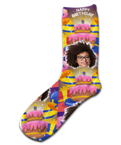 Alternative view of Happy Birthday Cake Personalised Photo Socks