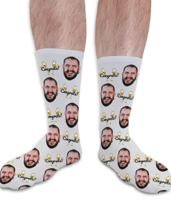 Congrats Champagne Personalised Graduation Photo Socks