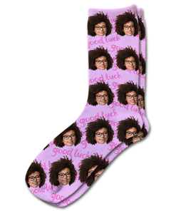 Alternative view of Good Luck Pink Personalised Graduation Photo Socks