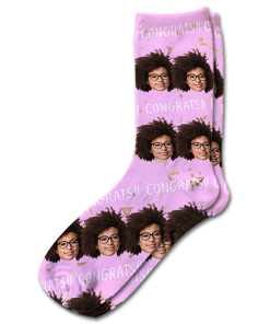 Alternative view of Congrats Pink Personalised Graduation Photo Socks