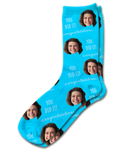 Alternative view of You Did It Personalised Graduation Photo Socks