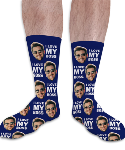 Photo & Message I Love My Boss Personalised Photo Socks
