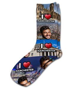 Alternative view of I Love Manchester Socks Personalised Photo Socks