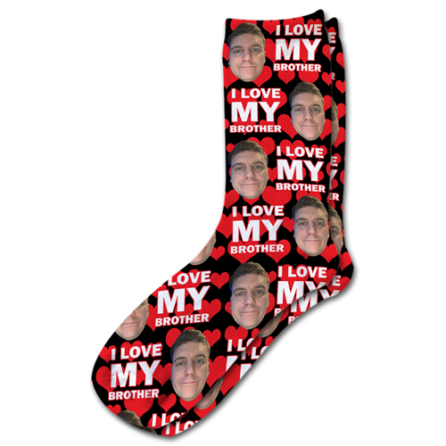 I Love My Brother Personalised Photo Socks - Image 3