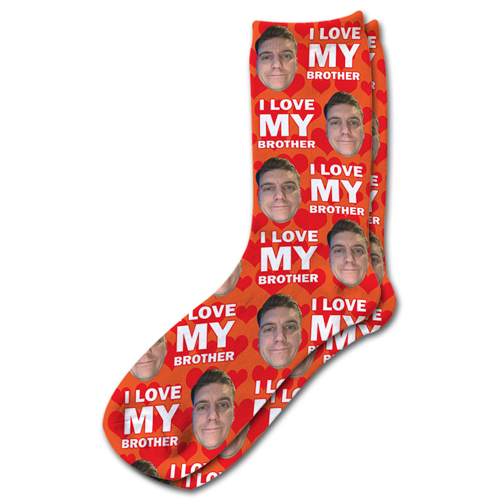 I Love My Brother Personalised Photo Socks - Image 5
