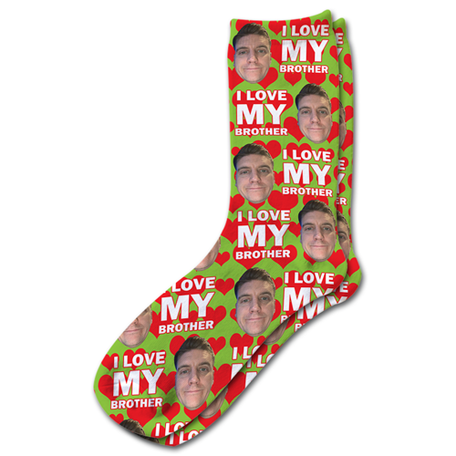 I Love My Brother Personalised Photo Socks - Image 9