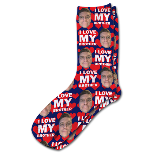 I Love My Brother Personalised Photo Socks - Image 10