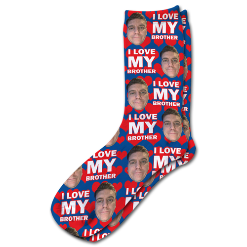 I Love My Brother Personalised Photo Socks - Image 15