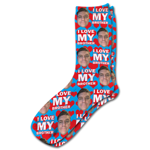 I Love My Brother Personalised Photo Socks - Image 16