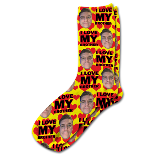 I Love My Brother Personalised Photo Socks - Image 17