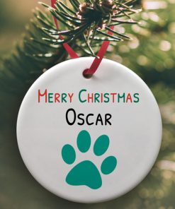 Pets Christmas Paw Print Ceramic Bauble