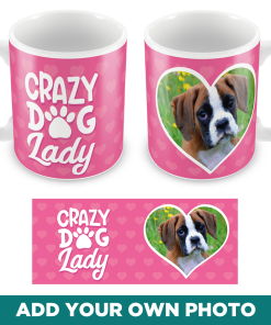 Crazy Dog Lady Pink Personalised Photo Mug