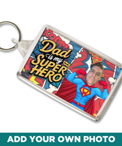 Dad Is My Superhero Personalised Photo Keyring