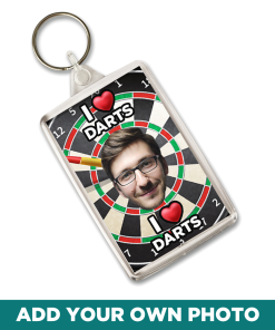 I Love Darts Personalised Photo Keyring
