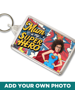 Mum Is My Superhero Personalised Photo Keyring