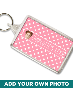 Polka Dots & Any Names Keys Personalised Photo Keyring