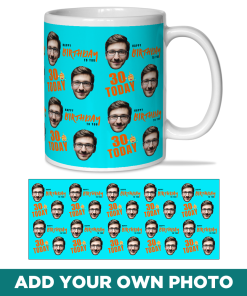 Birthday & Age Blue Personalised Photo Mug