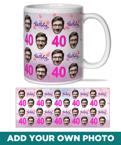 Birthday & Age Pink Personalised Photo Mug