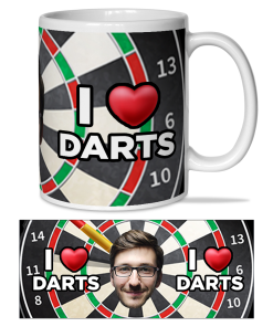 I Love Darts Personalised Photo Mug