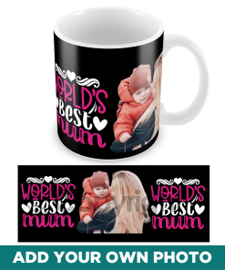 World's Best Mum Personalised Photo Mug Black Background Mothers Day Mug
