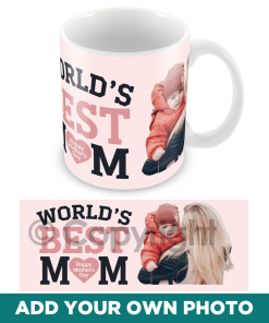 World's Best Mum Personalised Photo Mug Pink Background Mothers Day Mug