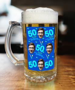 Personalised Beer Glass Birthday & Age Champagne