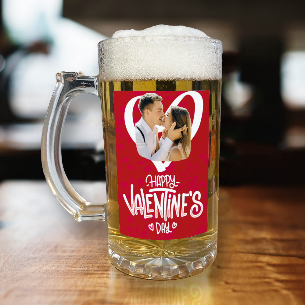 Personalised Beer Glass Happy Valentines Day