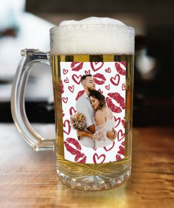 Personalised Beer Glass Hearts & Lips