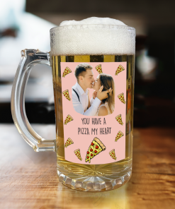 Personalised Beer Glass Pizza My Heart